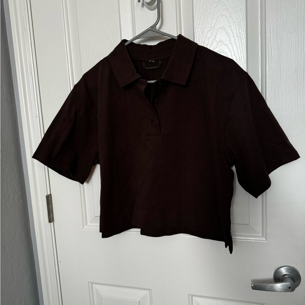 Lululemon cropped polo espresso size 6